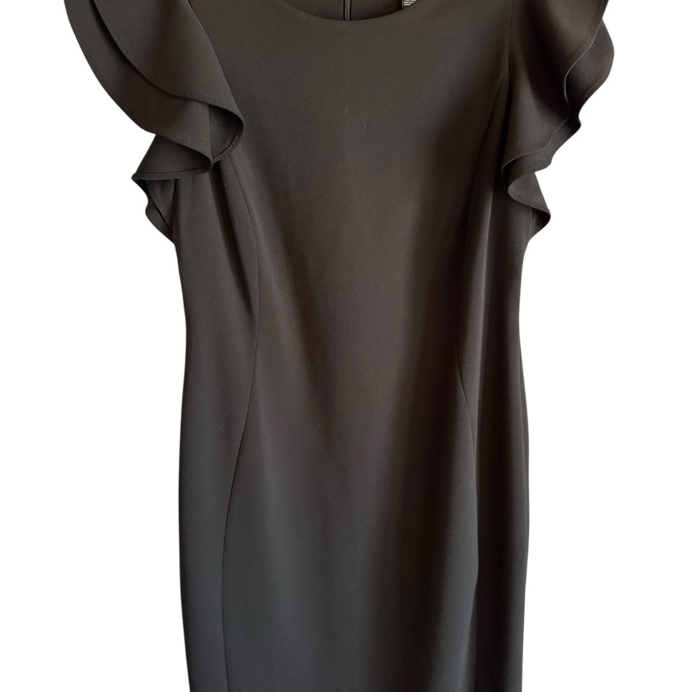 Chaps Black Ruffled Sheath Mini Dress
